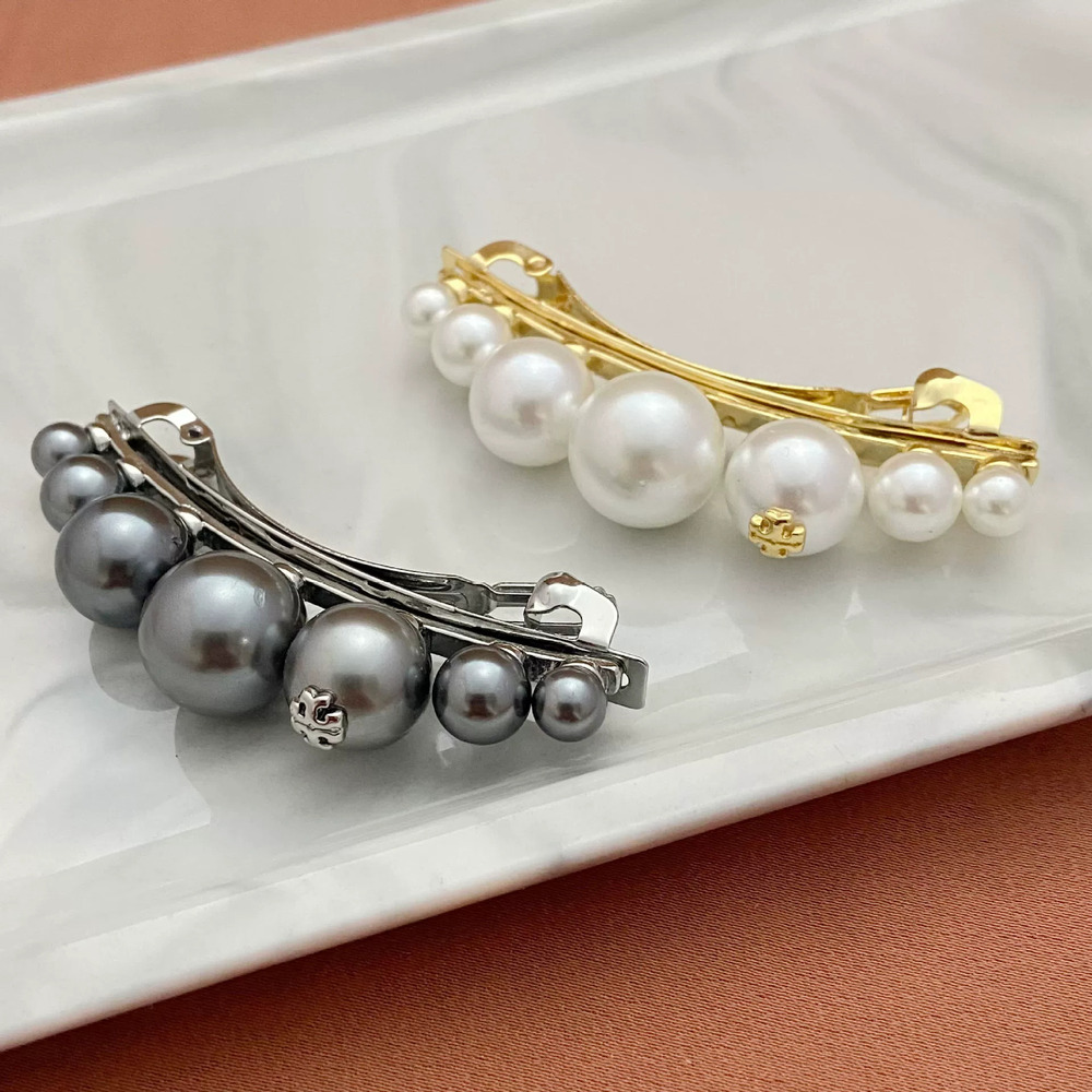 Tory Burch Pearl Inlaid Letter Hair Clip Metal Hair